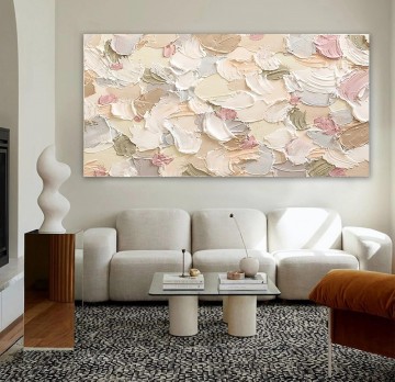 150の主題の芸術作品 Painting - パレット ナイフの壁アート ミニマリズム テクスチャによる抽象的なピンクの花びら